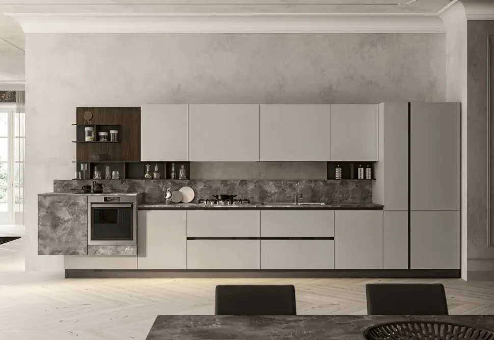 Cucina moderna grigio Artec lineare Lungomare scontata