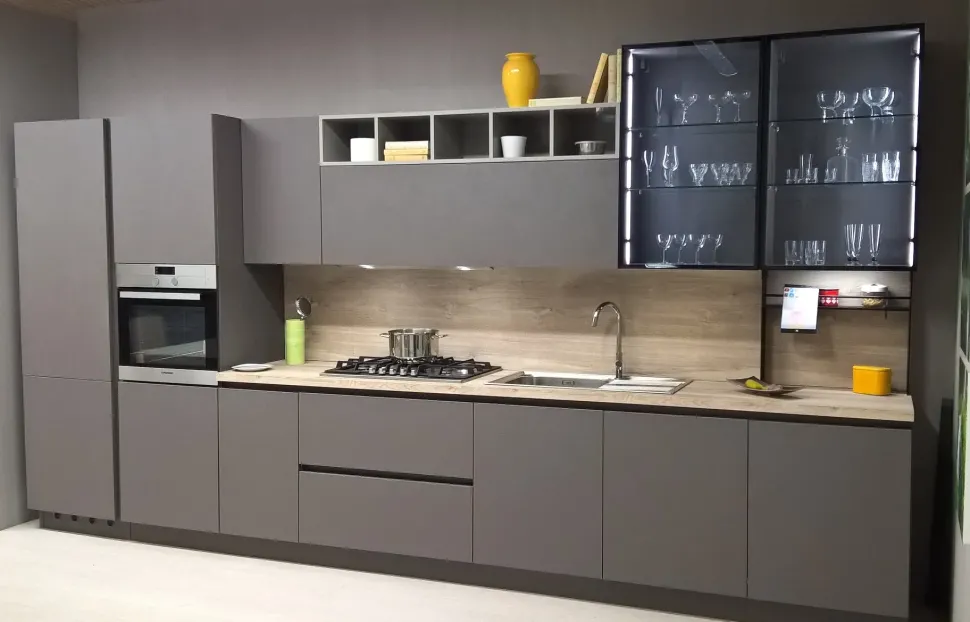 Cucina moderna grigio Ar-tre lineare Cemento scontata