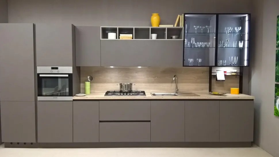 Cucina moderna grigio Ar-tre lineare Cemento scontata