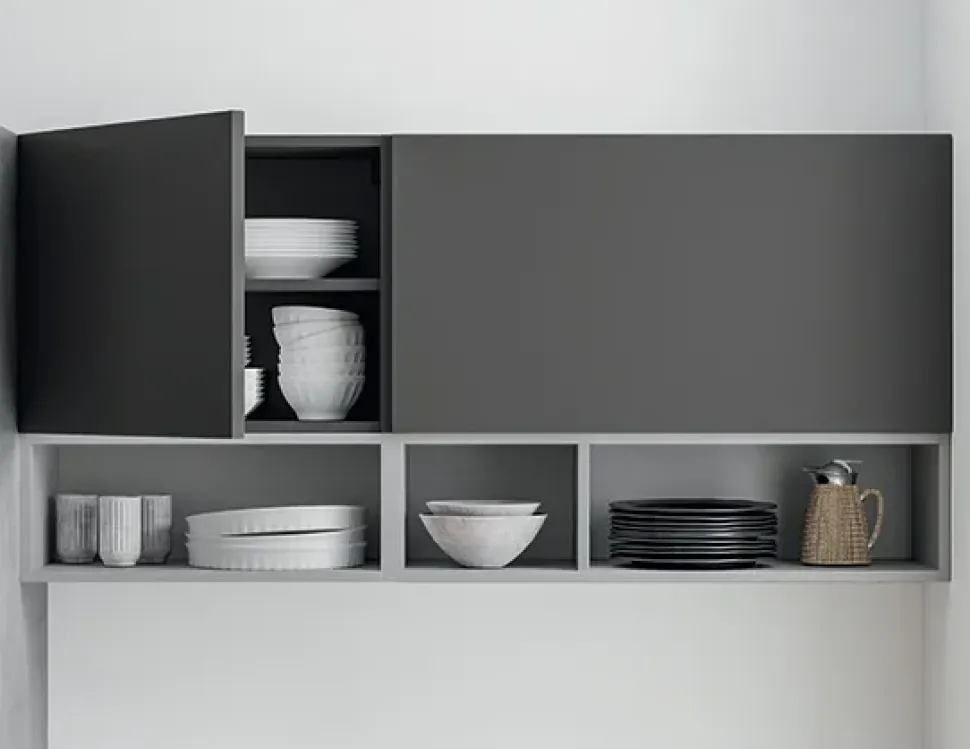 Cucina moderna grigio Primacucine lineare Domino grafite e cementho in offerta