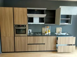 Cucina moderna lineare Cubodesign Cucina noce dozuki a prezzo ribassato
