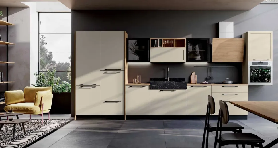 Cucina moderna rovere chiaro Imab lineare Capri-ischia scontata