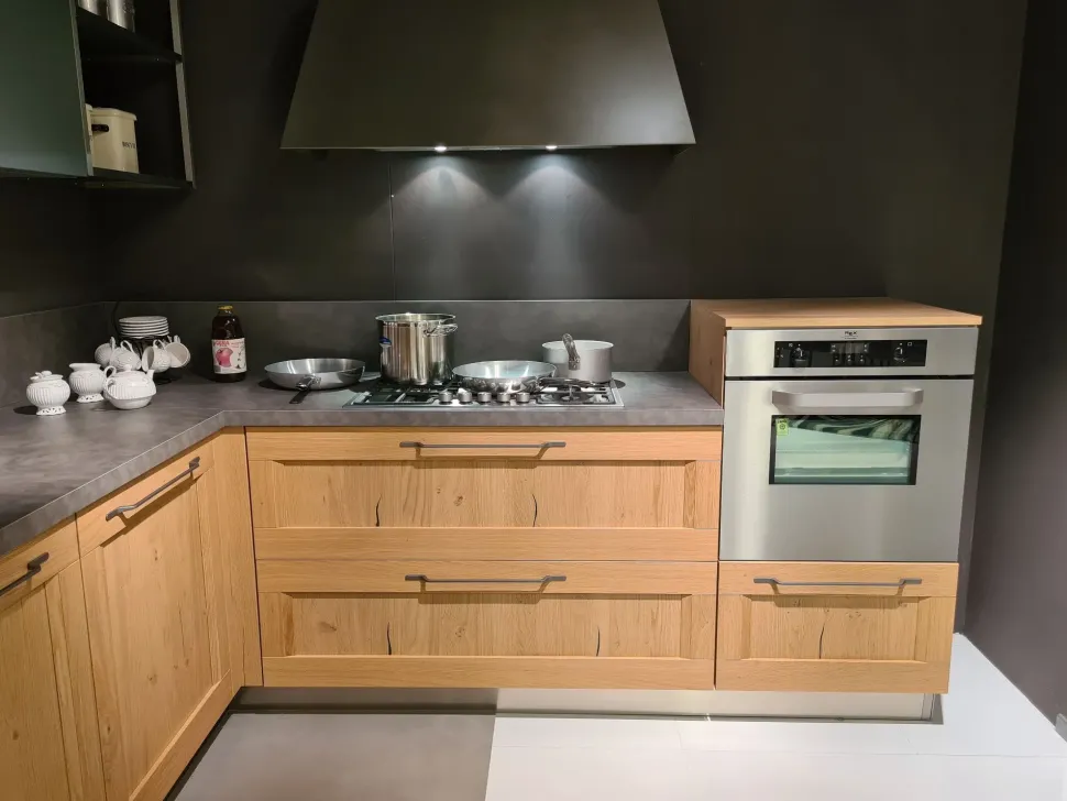 Cucina moderna rovere chiaro Arredo3 ad angolo Asia telaio