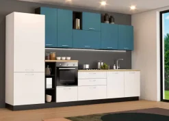 Cucina Net cucine moderna lineare blu in laminato materico Sandy astrale