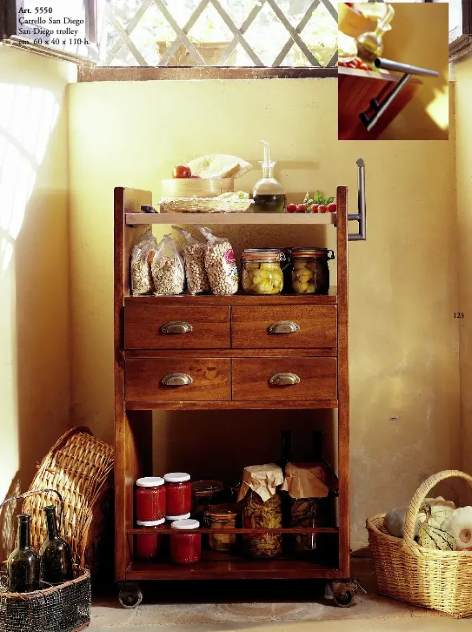 Cucina noce country ad isola Carrello san diego Parlani