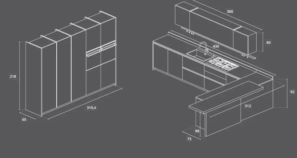 Cucina noce moderna Lungomare plus combo.04 Colombini casa scontata