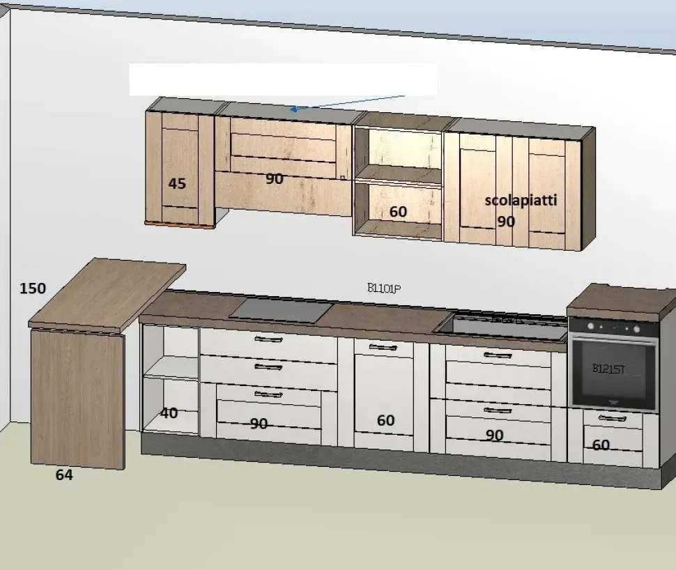 Cucina Nuovi mondi cucine Cucina shabby white con penisola in offerta OFFERTA OUTLET sconto 66%