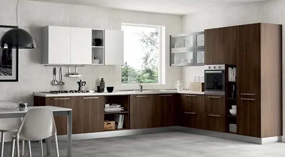 CUCINA Primacucine Domino noce carruba e bianco matt PREZZO OUTLET