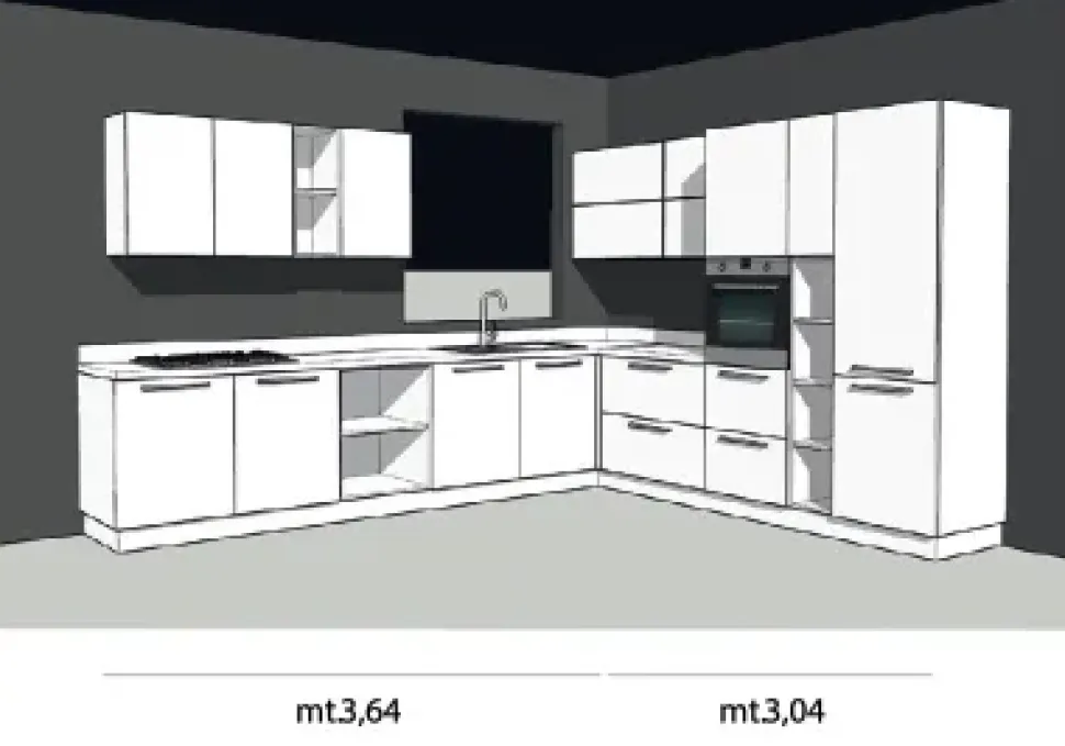 CUCINA Primacucine Domino noce carruba e bianco matt PREZZO OUTLET