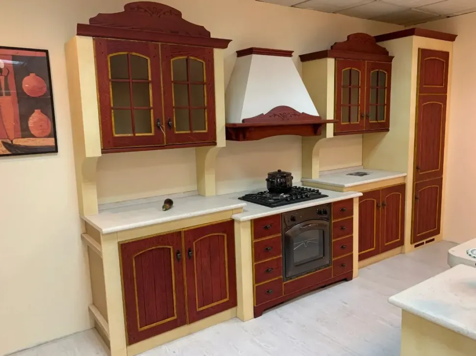 Cucina rossa classica con isola Arrex Morgana