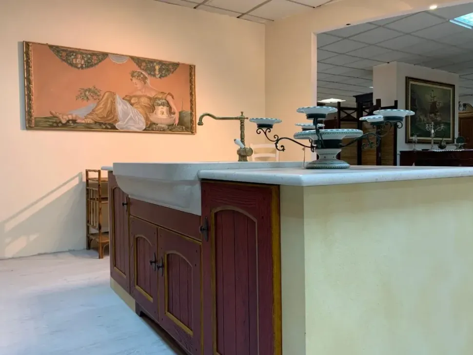 Cucina rossa classica con isola Arrex Morgana