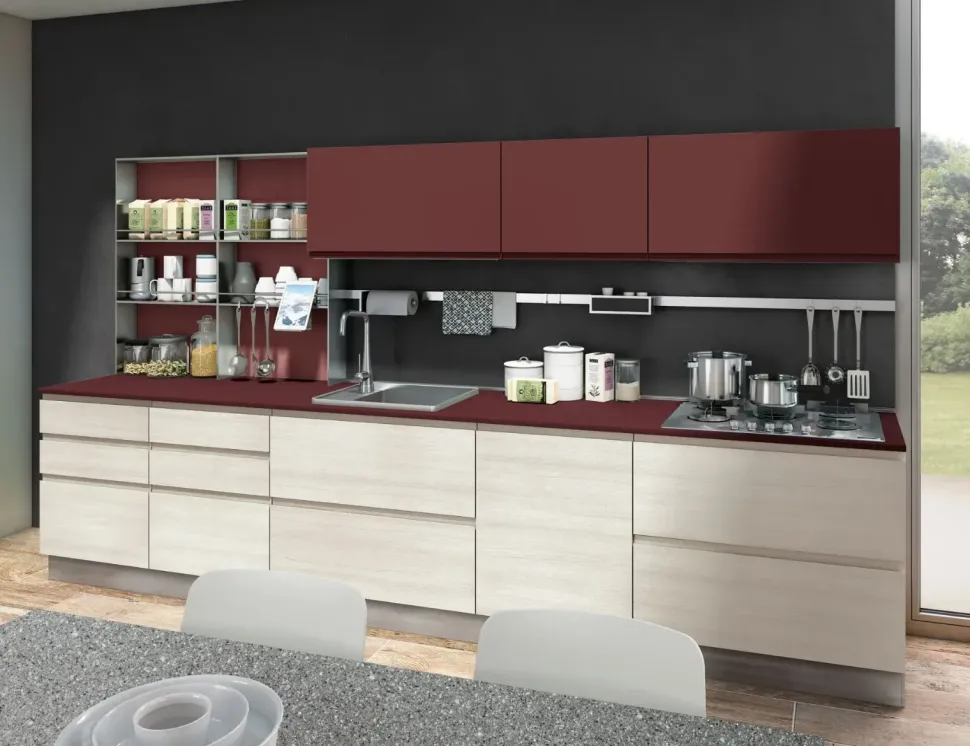 Cucina rossa moderna lineare Creo Jey feel lineare