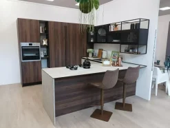 Cucina Rovere caffè con penisola Artigianale con uno sconto imperdibile