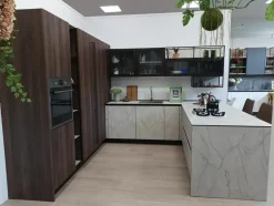 Cucina Rovere caffè con penisola Artigianale con uno sconto imperdibile