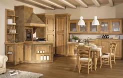 Cucina rovere chiaro country ad angolo Carola muratura Arrex scontata