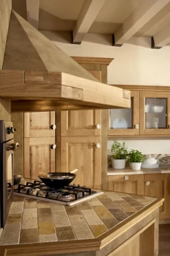 Cucina rovere chiaro country ad angolo Carola muratura Arrex scontata
