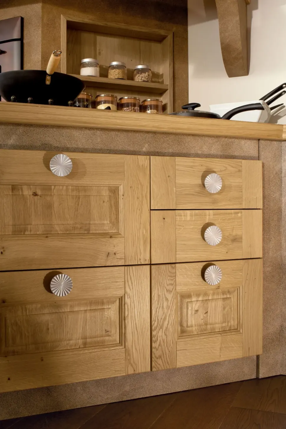 Cucina rovere chiaro country ad angolo Carola muratura Arrex scontata