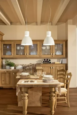 Cucina rovere chiaro country ad angolo Carola muratura Arrex scontata
