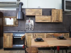 Cucina rovere chiaro industriale lineare Cucina industriale  vintage in legno e ferro  offerta unica Collezione esclusiva in offerta