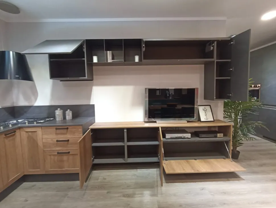 Cucina rovere chiaro moderna ad angolo Sax Scavolini