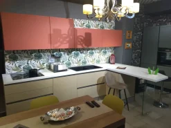 Cucina rovere chiaro moderna con penisola Ginevra Aran in Offerta Outlet
