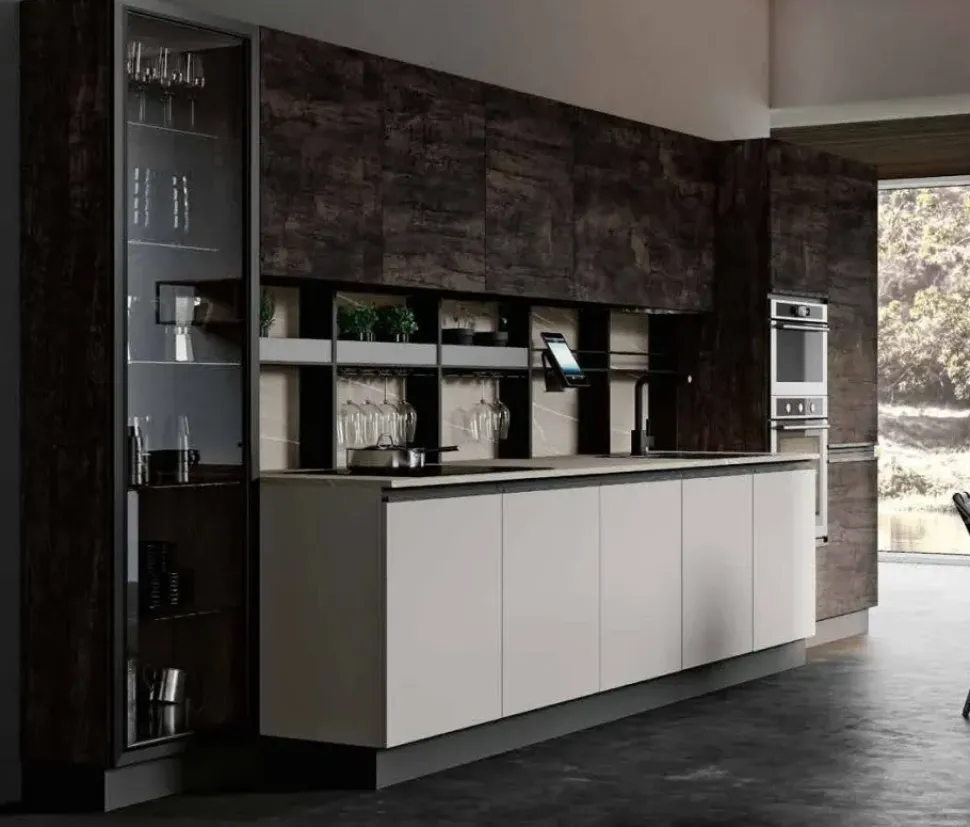 Cucina rovere moro moderna lineare Teia Imab