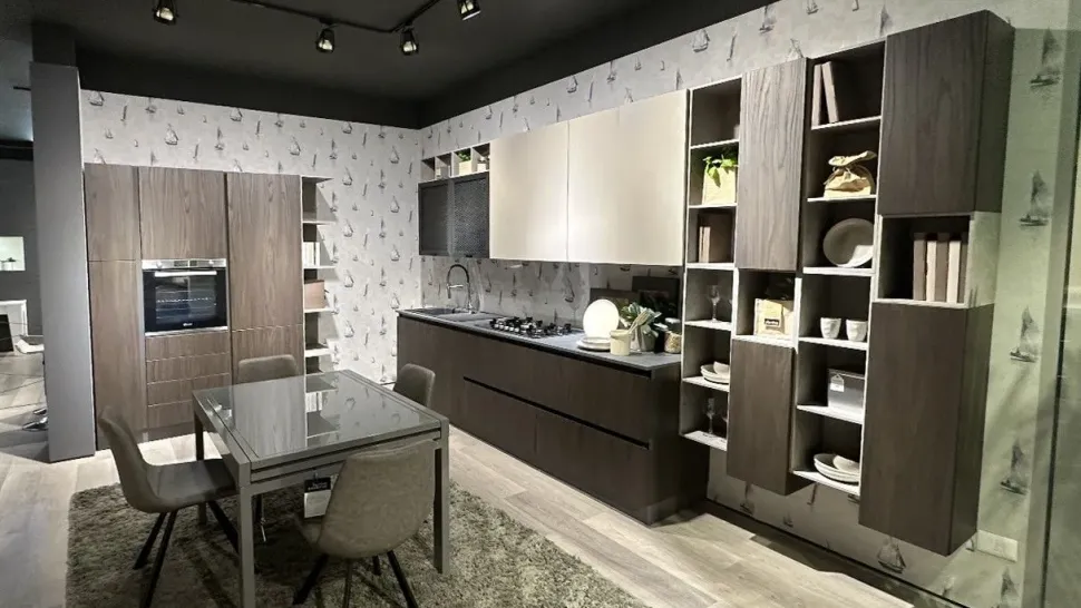 Cucina rovere moro moderna lineare Zen Mobilturi in Offerta Outlet