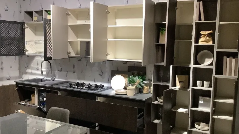 Cucina rovere moro moderna lineare Zen Mobilturi in Offerta Outlet