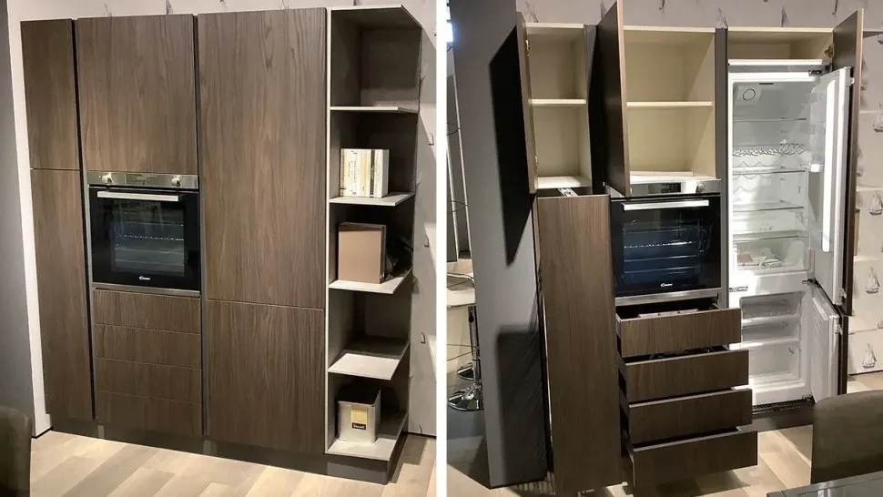 Cucina rovere moro moderna lineare Zen Mobilturi in Offerta Outlet