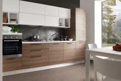 Cucina S75 moderna lineare noce in laminato materico Cucina mod.chloè versione laminato eucalipto scontata del 35%