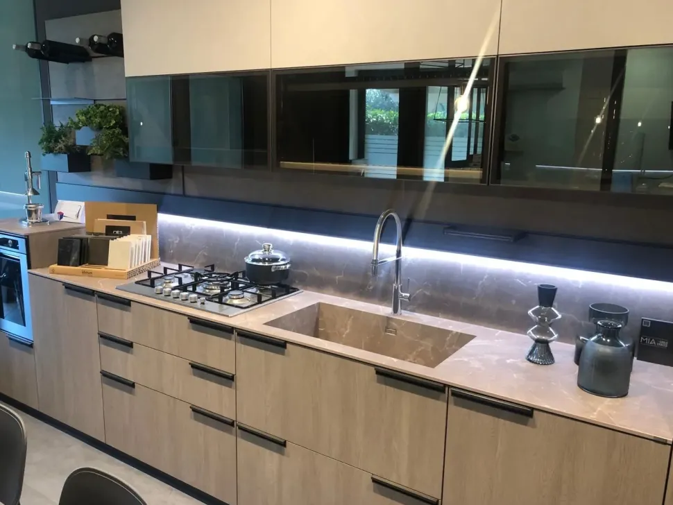 Cucina Scavolini moderna lineare altri colori in laminato materico Mia