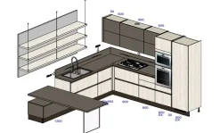 Cucina Scavolini moderna ad angolo rovere chiaro in laminato materico Cucina scavolini liberamente laminato materico