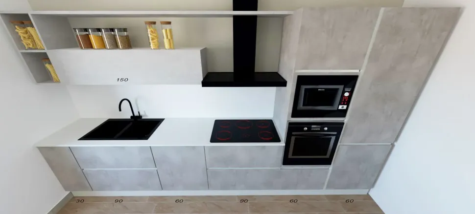 Cucina Sp22 moderna grigia Astra lineare scontata 55%