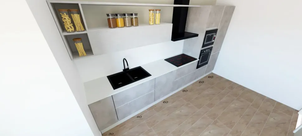 Cucina Sp22 moderna grigia Astra lineare scontata 55%