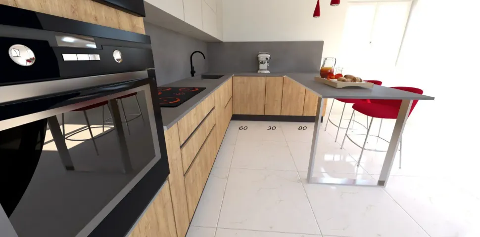 Cucina Sp22 moderna tortora con penisola Astra