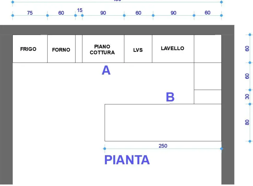 Cucina Sp22 moderna tortora con penisola Astra