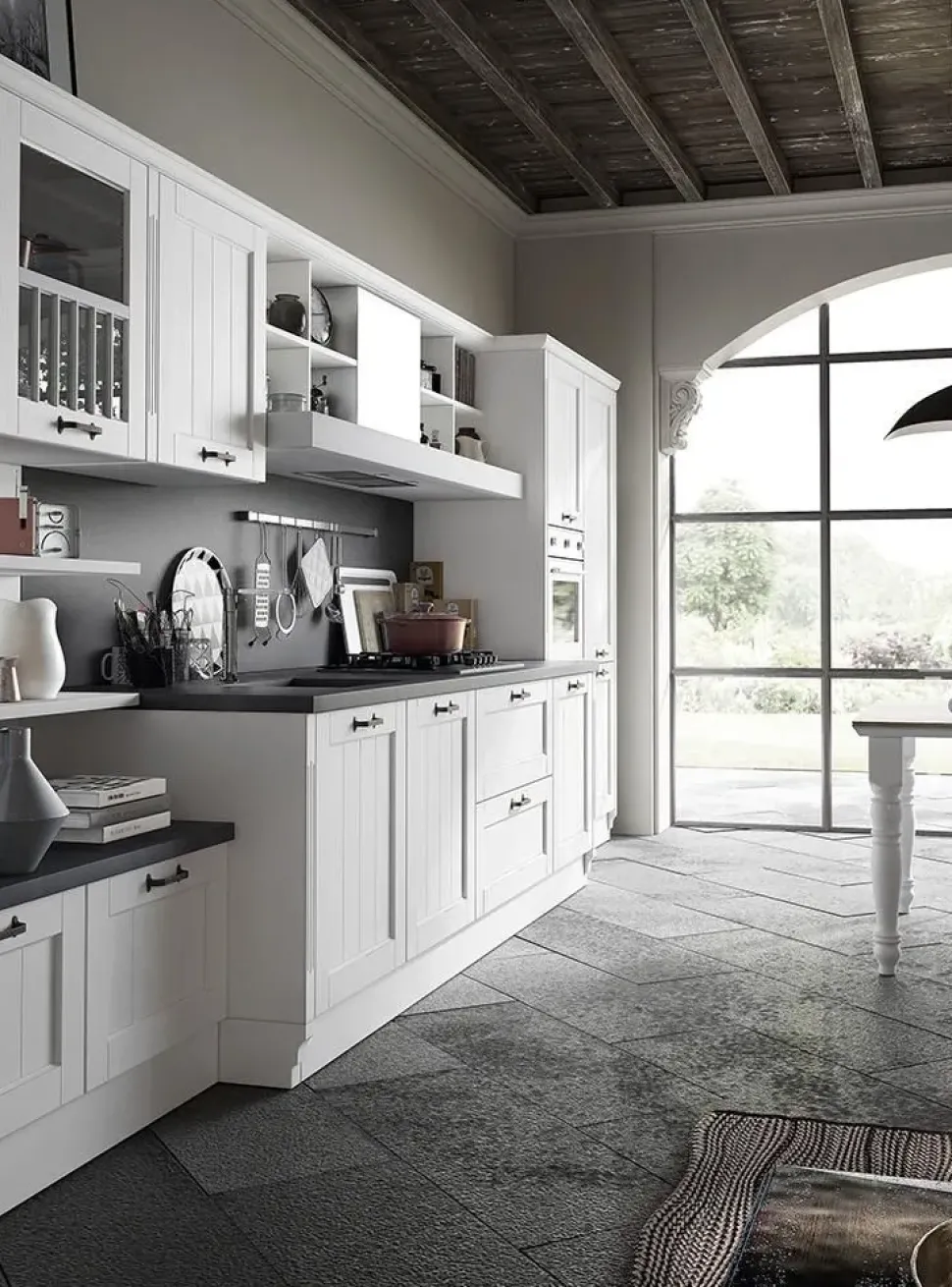 Cucina Spagnol cucine country lineare bianca in laccato opaco Tabia 6