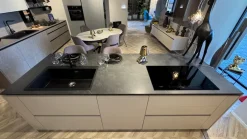 Cucina Stosa design con isola tortora in laminato materico Metropolis