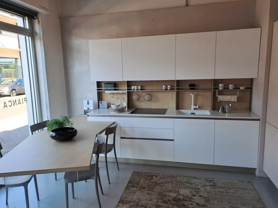 Cucina Stosa moderna ad angolo bianca in laminato materico Infinity