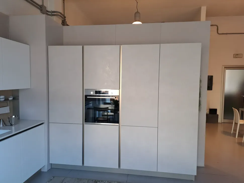 Cucina Stosa moderna ad angolo bianca in laminato materico Infinity