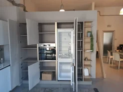 Cucina Stosa moderna ad angolo bianca in laminato materico Infinity