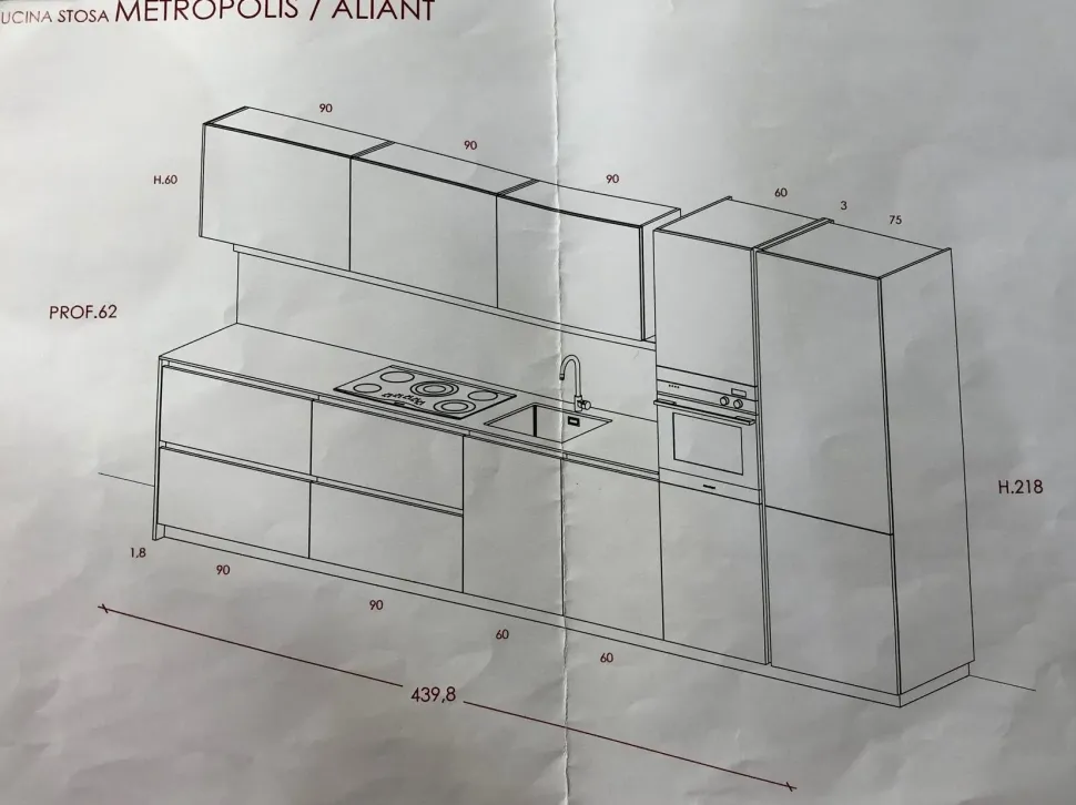 Cucina Stosa moderna lineare altri colori in laminato opaco Metropolis/alliant