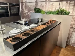 Cucina Time + asia moderna rovere moro Arredo3 con isola scontata 50%