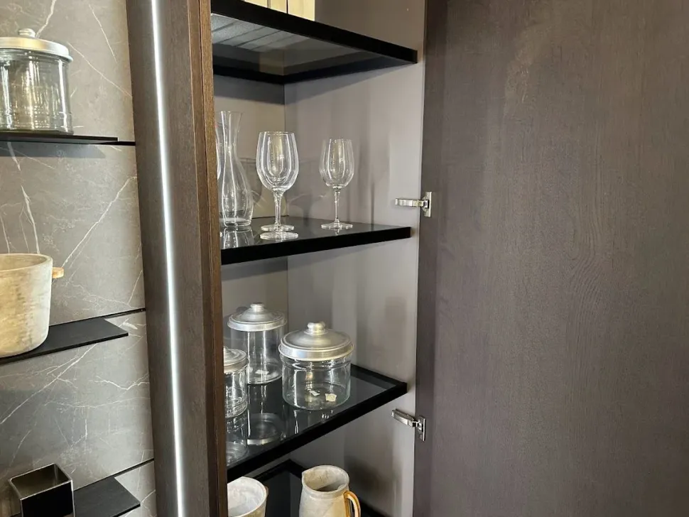 Cucina Time + asia moderna rovere moro Arredo3 con isola scontata 50%