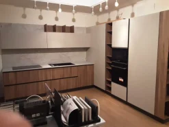 Cucina tortora design ad angolo Glass Arredo3 scontata