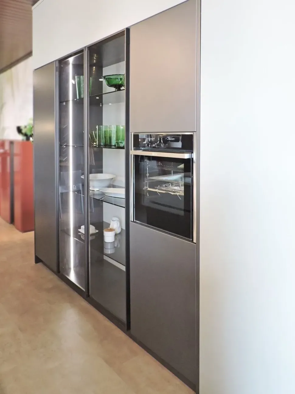 Cucina tortora moderna con isola Valdesign Logica 2.2 soho a soli 12006 Euro