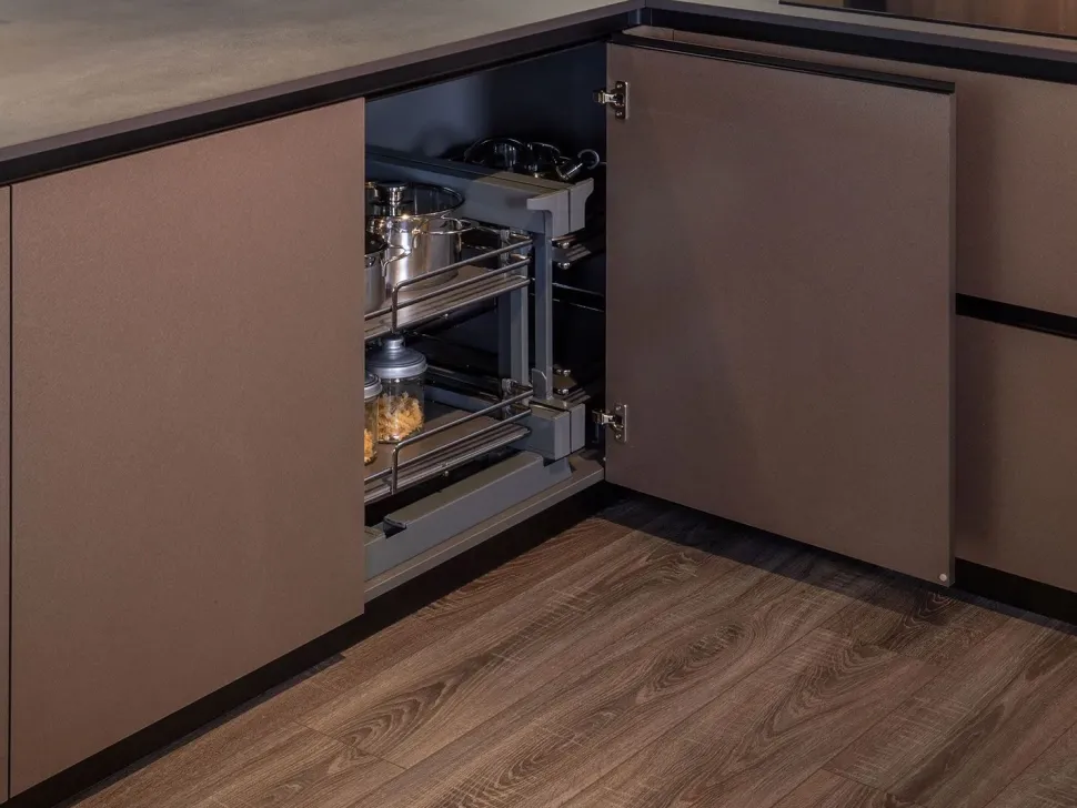 Cucina tortora moderna con penisola Diotti.com Klab 02 outlet a soli 21490 Euro