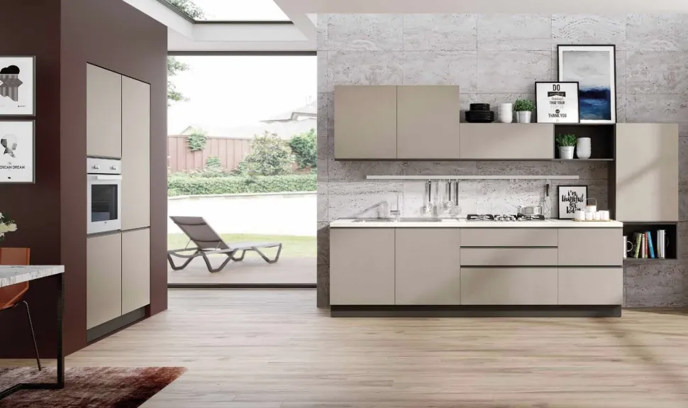 Cucina tortora moderna lineare Emily 06 Evo cucine in Offerta Outlet