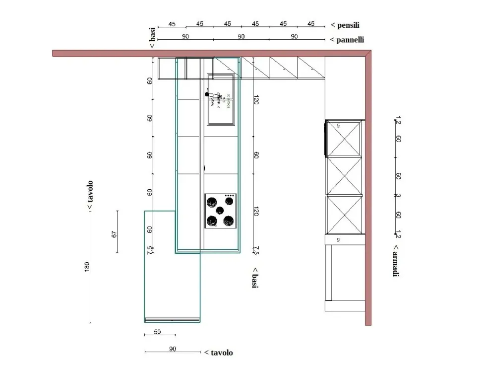 Cucina Way moderna grigio Snaidero con penisola scontata 60%