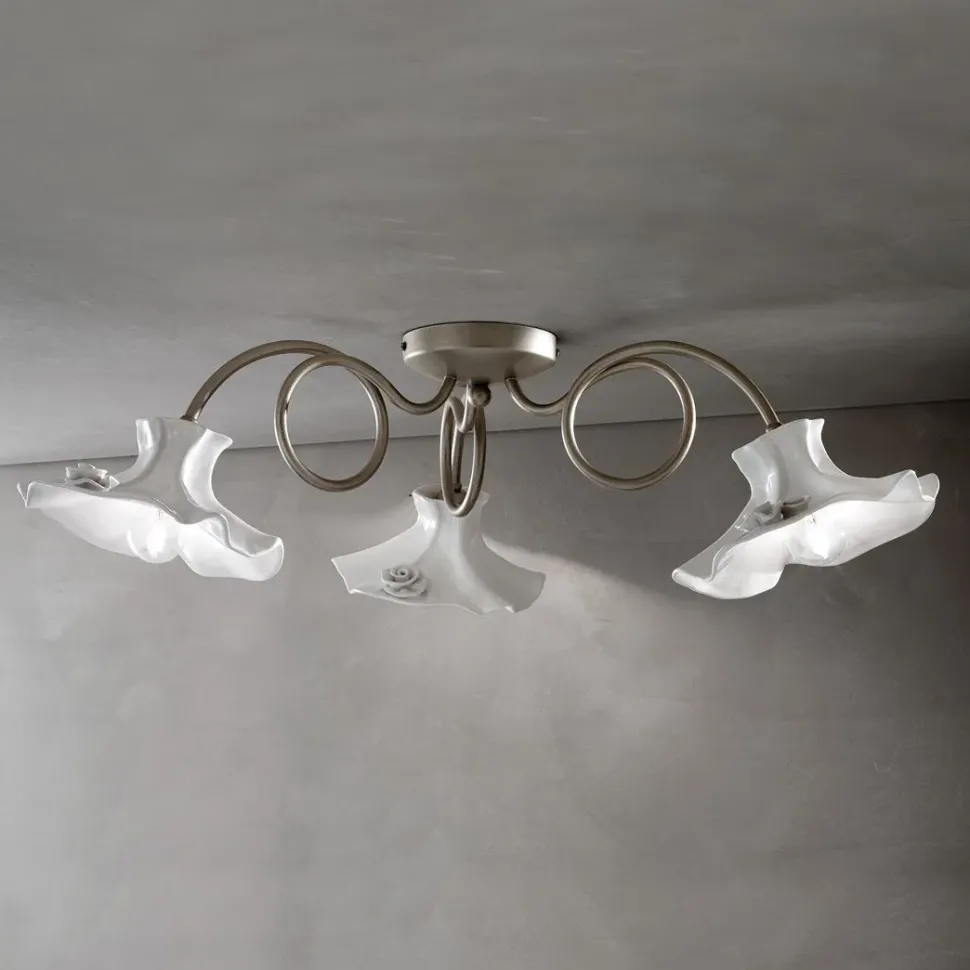 Da soffitto plafoniera stile Classica Lecco c1294/3 in ceramica ferroluce Collezione esclusiva in offerta outlet